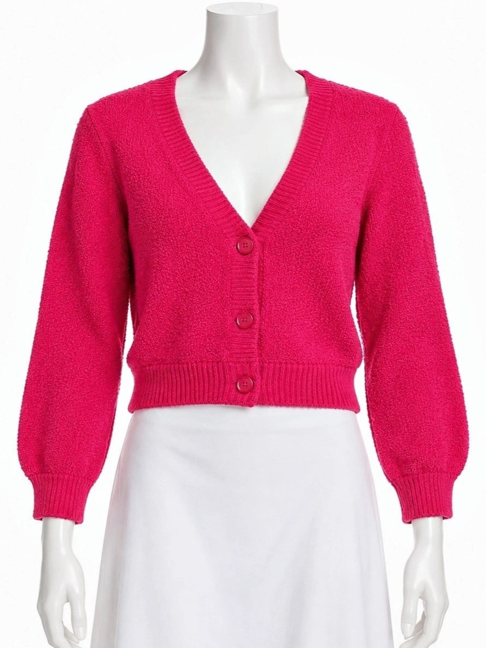 BCBGeneration Hot Pink Textured Knit V-Neck Cardigan 💗